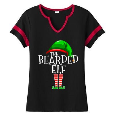 The Bearded Elf Family Matching Group Christmas Beard Ladies Halftime Notch Neck Tee