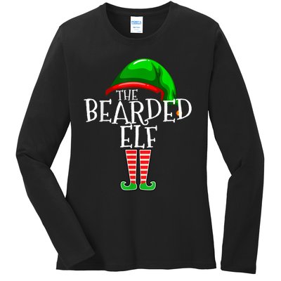 The Bearded Elf Family Matching Group Christmas Beard Ladies Long Sleeve Shirt