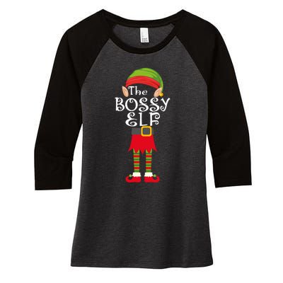 The Bossy Elf Women's Tri-Blend 3/4-Sleeve Raglan Shirt