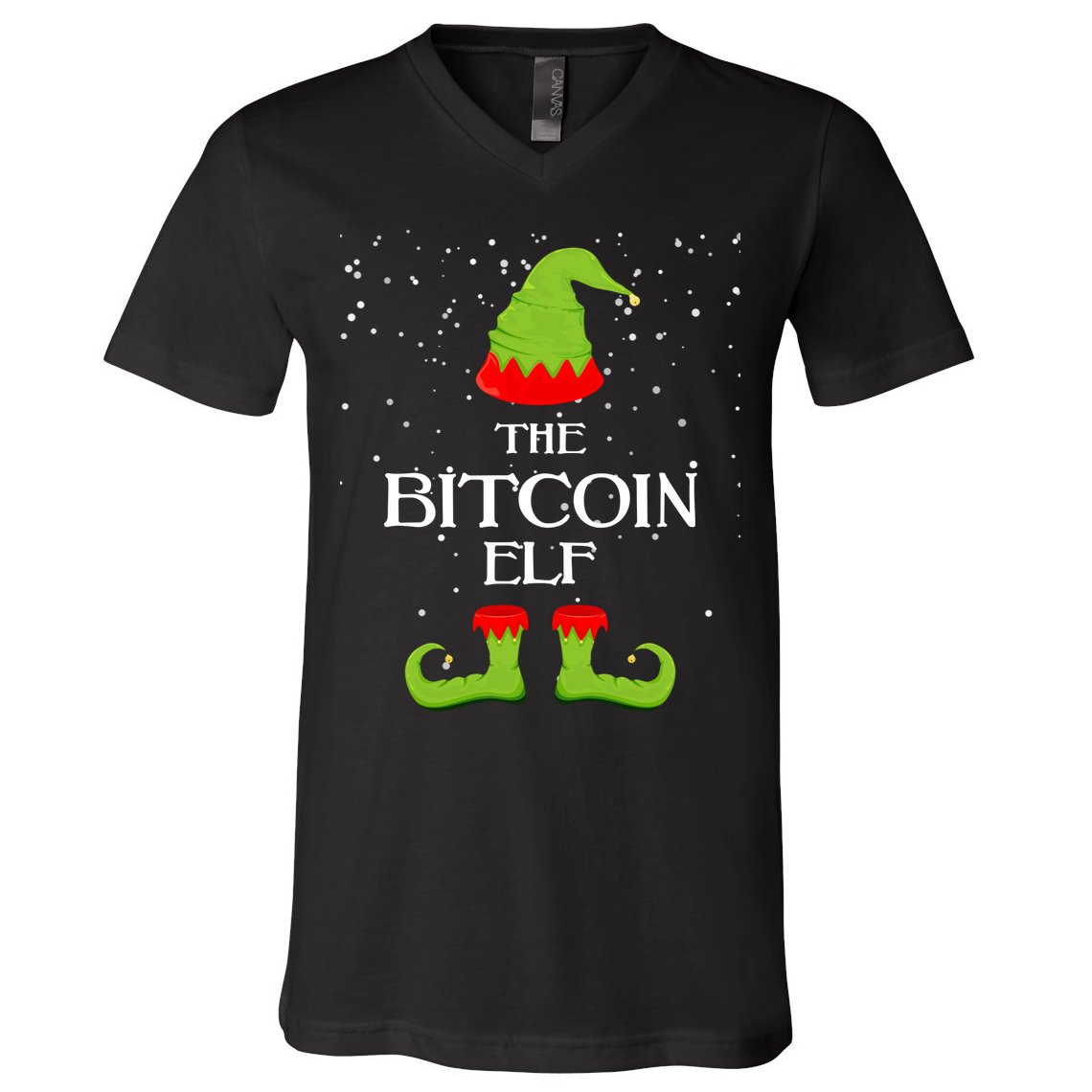 The Bitcoin Elf Funny Family Matching Christmas V-Neck T-Shirt