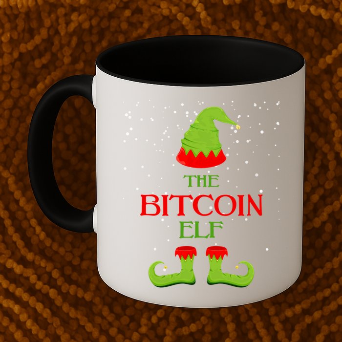 The Bitcoin Elf Funny Family Matching Christmas Mug