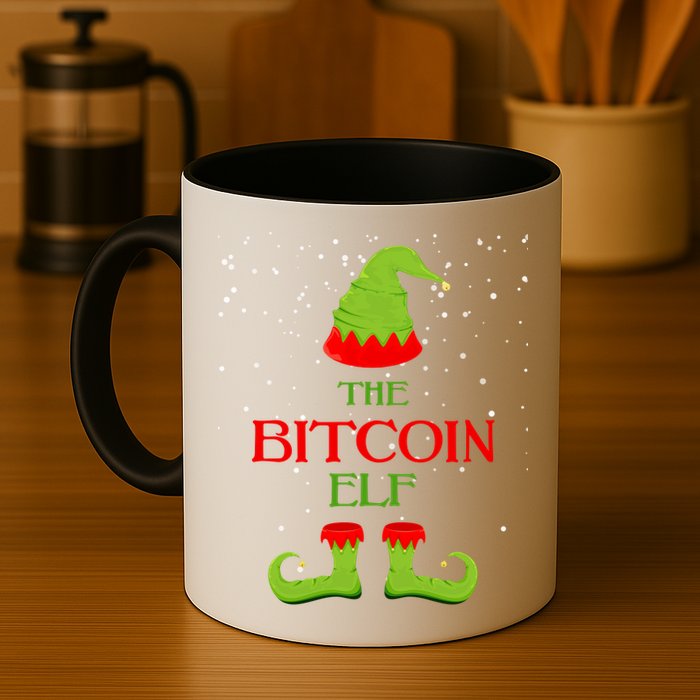 The Bitcoin Elf Funny Family Matching Christmas Mug