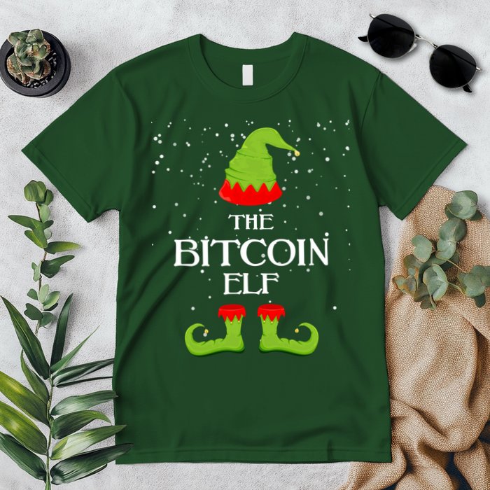 The Bitcoin Elf Funny Family Matching Christmas Premium T-Shirt