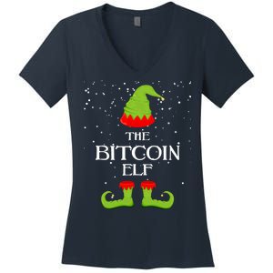 The Bitcoin Elf Funny Family Matching Christmas Women's V-Neck T-Shirt