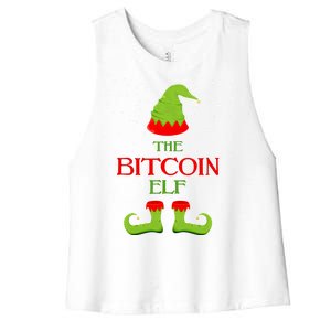 The Bitcoin Elf Funny Family Matching Christmas Women's Racerback Cropped Tank