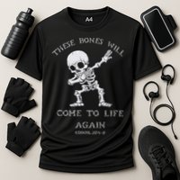 These Bones Ezekiel Christian Halloween Dabbing Skeleton  Cooling Performance Crew T-Shirt