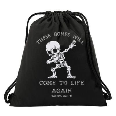 These Bones Ezekiel Christian Halloween Dabbing Skeleton  Drawstring Bag