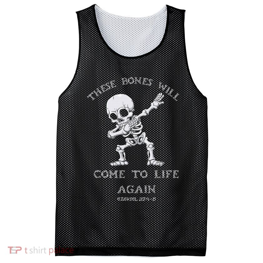 These Bones Ezekiel Christian Halloween Dabbing Skeleton  Mesh Reversible Basketball Jersey Tank