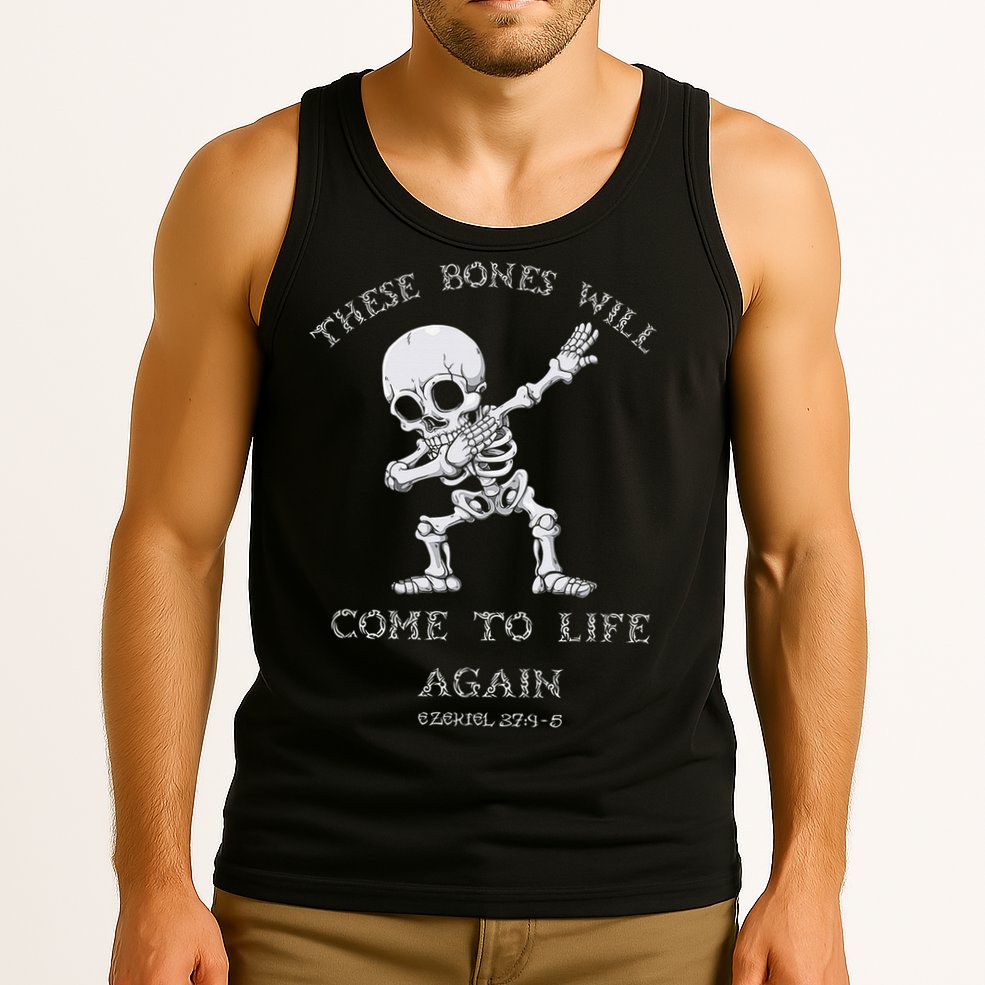 These Bones Ezekiel Christian Halloween Dabbing Skeleton  Tank Top