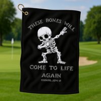 These Bones Ezekiel Christian Halloween Dabbing Skeleton  Golf Towel