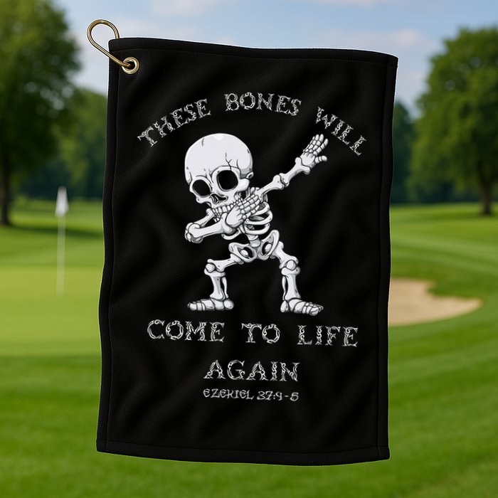 These Bones Ezekiel Christian Halloween Dabbing Skeleton  Golf Towel