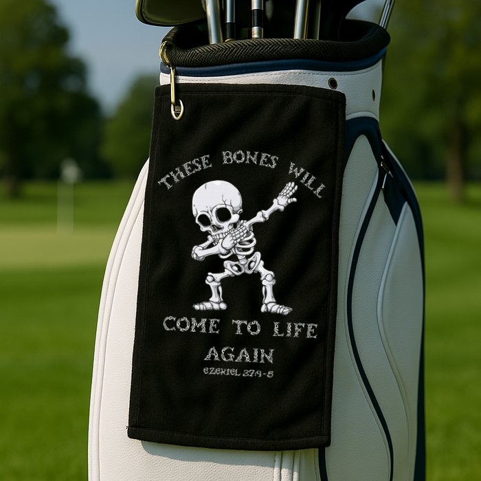 These Bones Ezekiel Christian Halloween Dabbing Skeleton  Golf Towel