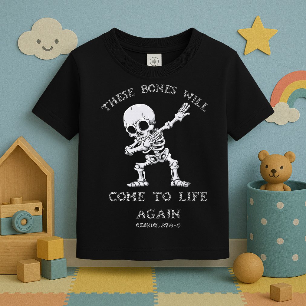 These Bones Ezekiel Christian Halloween Dabbing Skeleton  Toddler T-Shirt