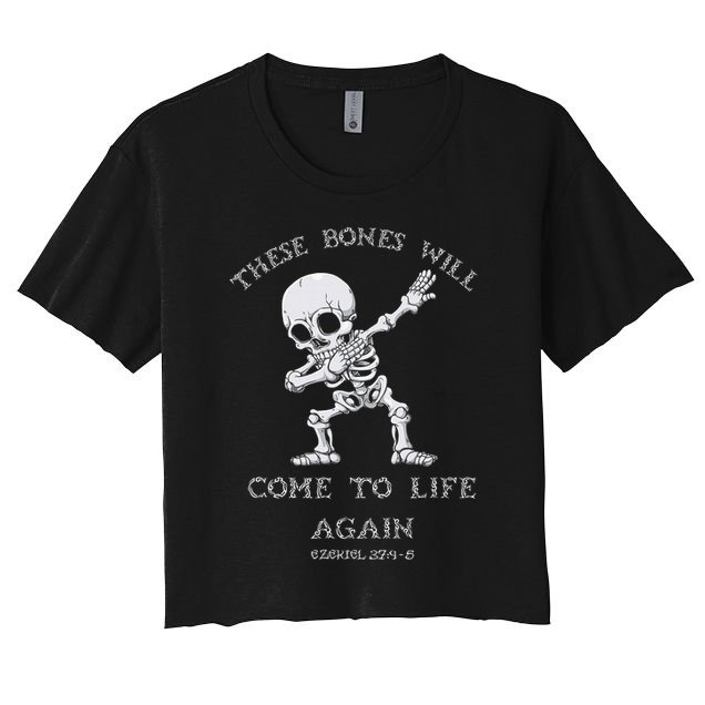 These Bones Ezekiel Christian Halloween Dabbing Skeleton  Crop Top