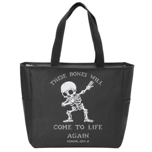 These Bones Ezekiel Christian Halloween Dabbing Skeleton  Zip Tote Bag