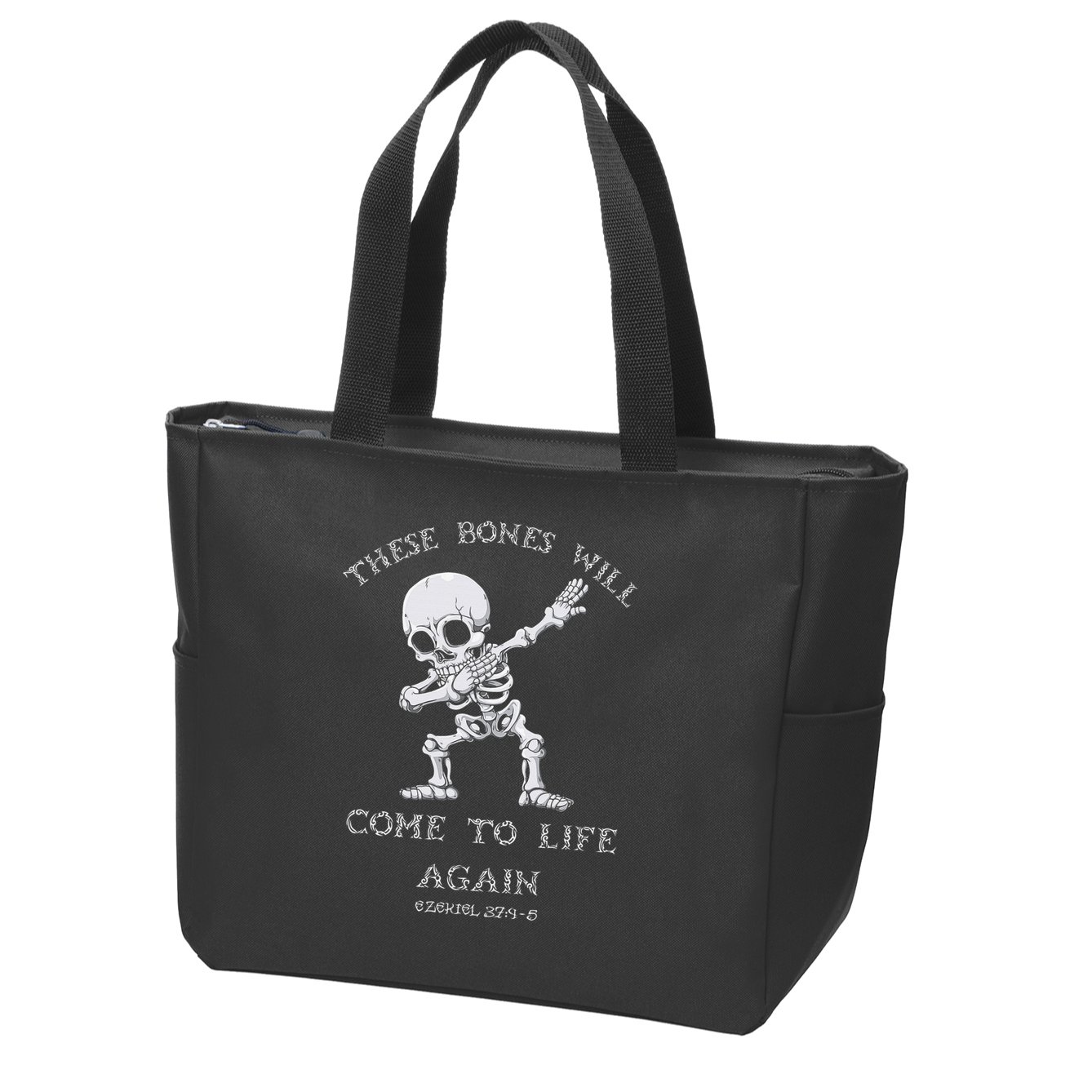 These Bones Ezekiel Christian Halloween Dabbing Skeleton  Zip Tote Bag