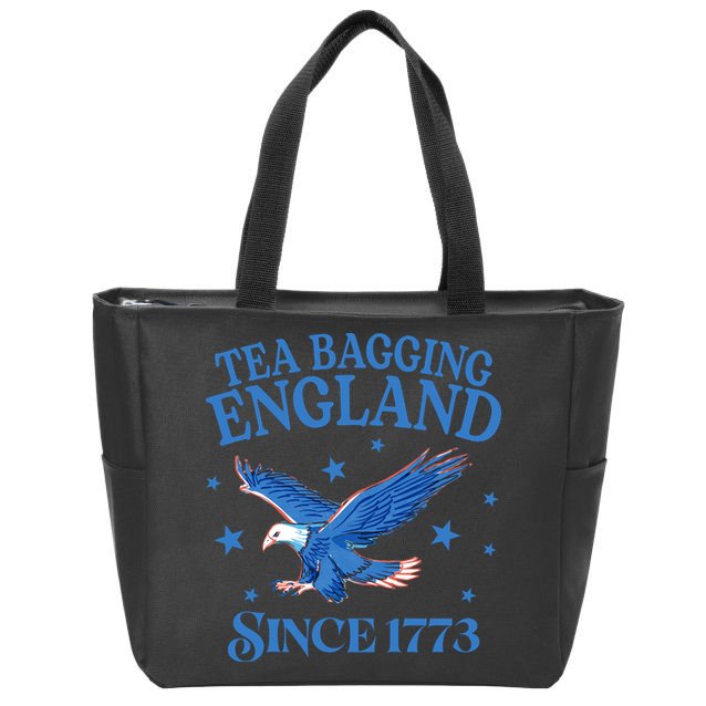 Tea Bagging England Since 1773 Patriotic Eagle Zip Tote Bag