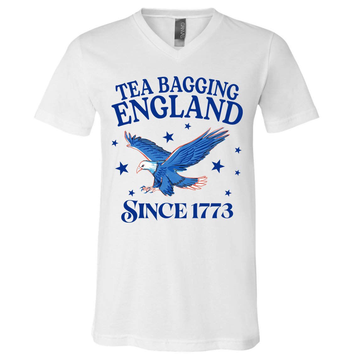 Tea Bagging England Since 1773 Patriotic Eagle V-Neck T-Shirt