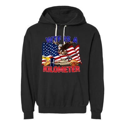 The Bald Eagle American Flag Wtf Is A Kilometer Garment-Dyed Fleece Hoodie