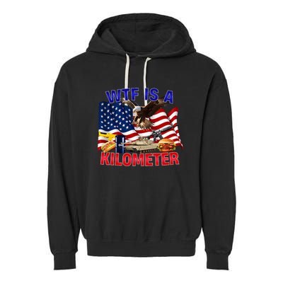 The Bald Eagle American Flag Wtf Is A Kilometer Garment-Dyed Fleece Hoodie