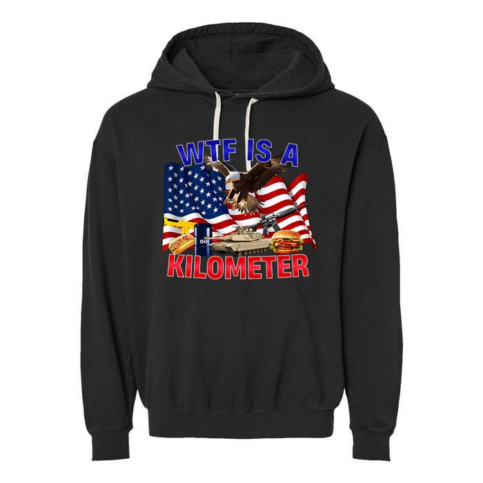 The Bald Eagle American Flag Wtf Is A Kilometer Garment-Dyed Fleece Hoodie