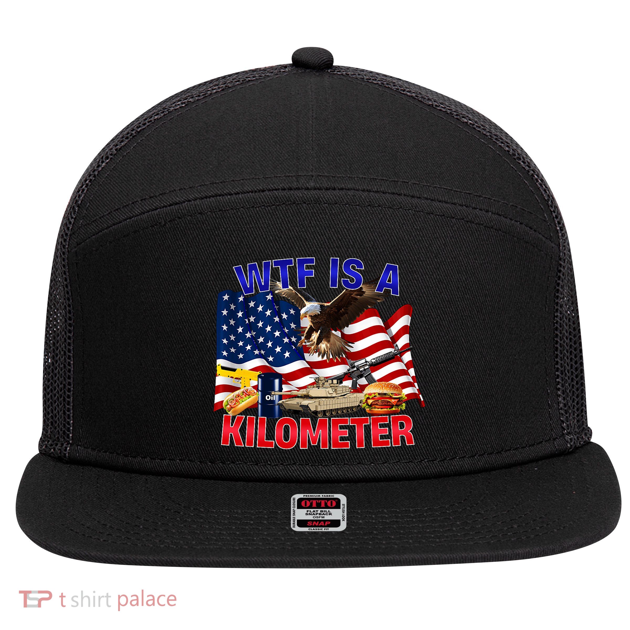 The Bald Eagle American Flag Wtf Is A Kilometer 7 Panel Mesh Trucker Snapback Hat