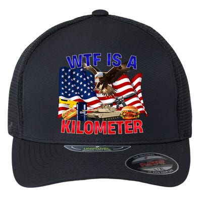 The Bald Eagle American Flag Wtf Is A Kilometer Flexfit Unipanel Trucker Cap