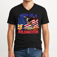 The Bald Eagle American Flag Wtf Is A Kilometer V-Neck T-Shirt