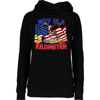 The Bald Eagle American Flag Wtf Is A Kilometer Womens Funnel Neck Pullover Hood