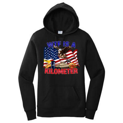 The Bald Eagle American Flag Wtf Is A Kilometer Women's Pullover Hoodie