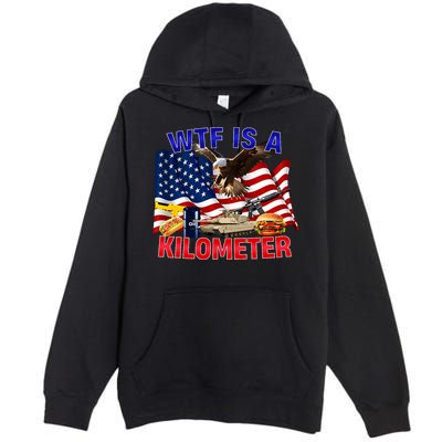 The Bald Eagle American Flag Wtf Is A Kilometer Premium Pullover Hoodie