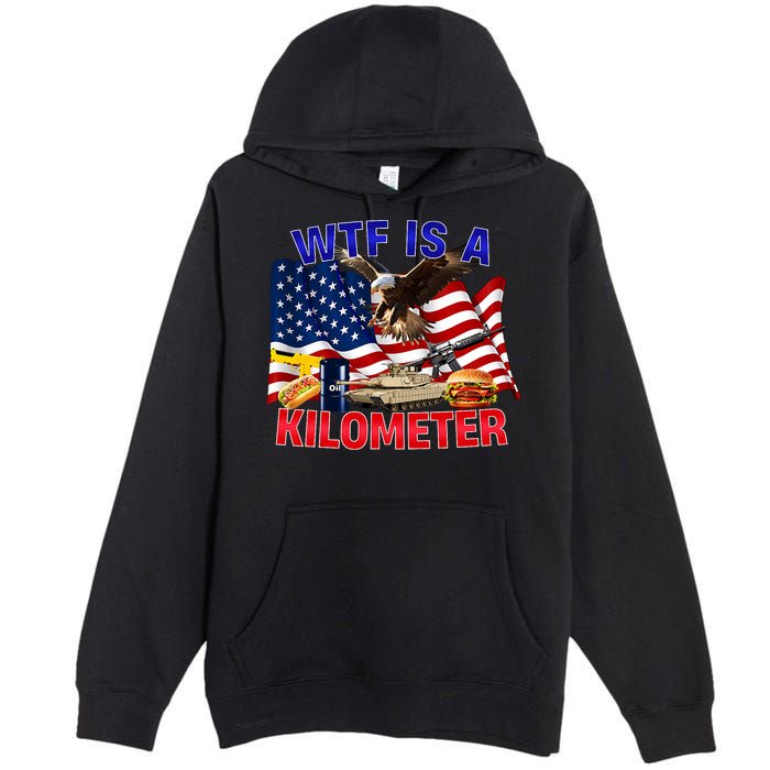 The Bald Eagle American Flag Wtf Is A Kilometer Premium Pullover Hoodie
