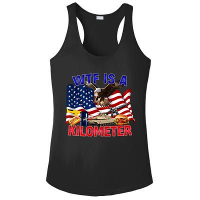 The Bald Eagle American Flag Wtf Is A Kilometer Ladies PosiCharge Competitor Racerback Tank