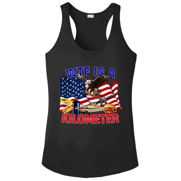 The Bald Eagle American Flag Wtf Is A Kilometer Ladies PosiCharge Competitor Racerback Tank