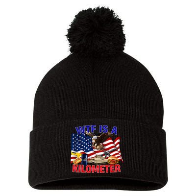 The Bald Eagle American Flag Wtf Is A Kilometer Pom Pom 12in Knit Beanie