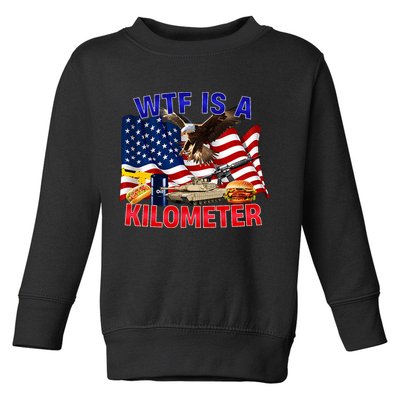 The Bald Eagle American Flag Wtf Is A Kilometer Toddler Sweatshirt