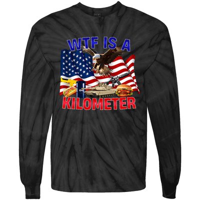 The Bald Eagle American Flag Wtf Is A Kilometer Tie-Dye Long Sleeve Shirt