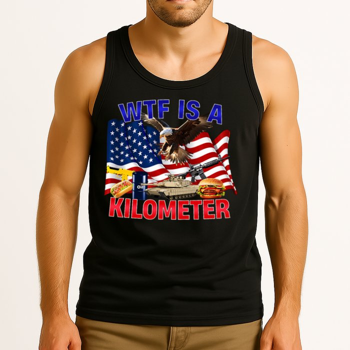The Bald Eagle American Flag Wtf Is A Kilometer Tank Top