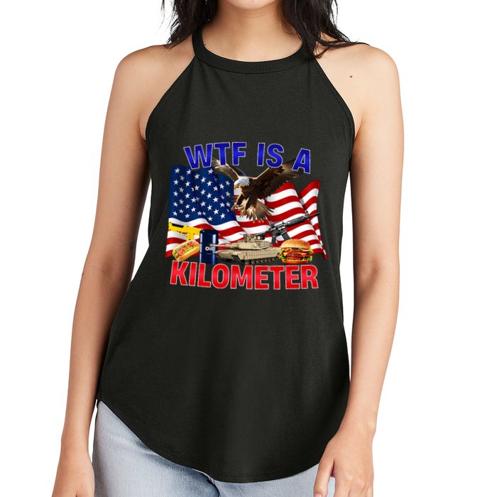 The Bald Eagle American Flag Wtf Is A Kilometer Women's Perfect Tri Rocker Tank