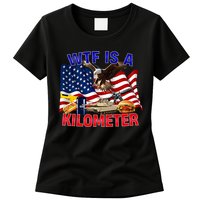 The Bald Eagle American Flag Wtf Is A Kilometer Womens T-Shirt