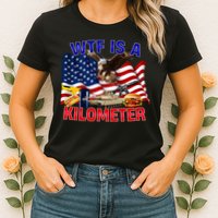 The Bald Eagle American Flag Wtf Is A Kilometer Womens T-Shirt