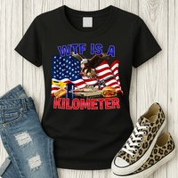 The Bald Eagle American Flag Wtf Is A Kilometer Womens T-Shirt
