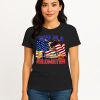 The Bald Eagle American Flag Wtf Is A Kilometer Womens T-Shirt