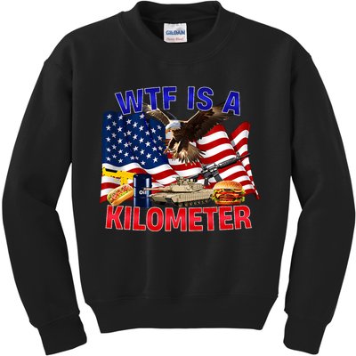 The Bald Eagle American Flag Wtf Is A Kilometer Kids Sweatshirt
