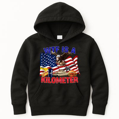 The Bald Eagle American Flag Wtf Is A Kilometer Kids Hoodie
