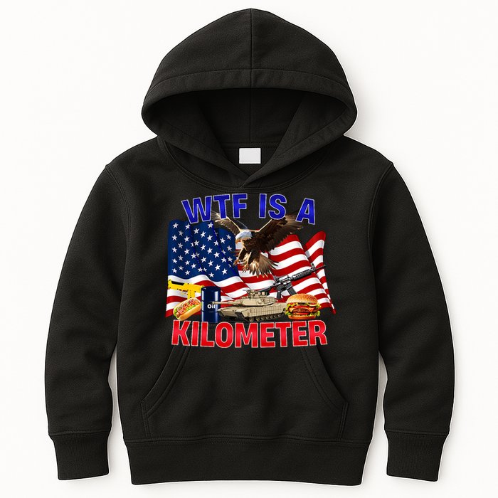 The Bald Eagle American Flag Wtf Is A Kilometer Kids Hoodie