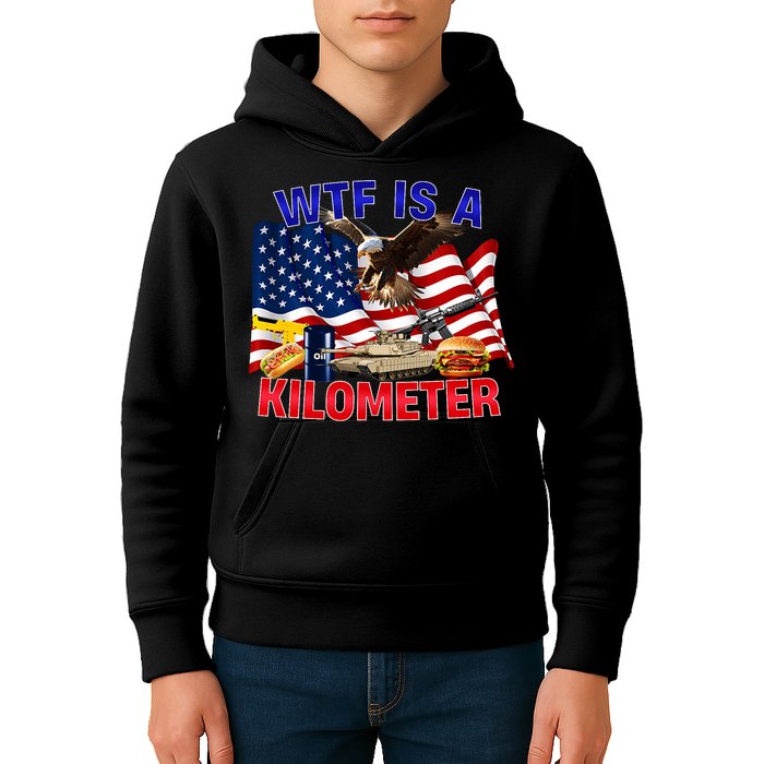 The Bald Eagle American Flag Wtf Is A Kilometer Kids Hoodie