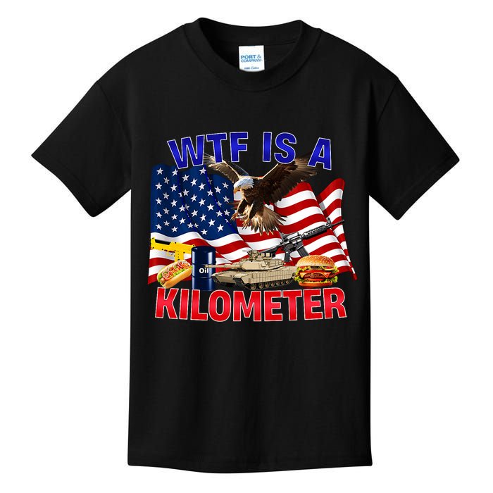 The Bald Eagle American Flag Wtf Is A Kilometer Kids T-Shirt