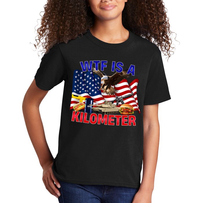 The Bald Eagle American Flag Wtf Is A Kilometer Kids T-Shirt