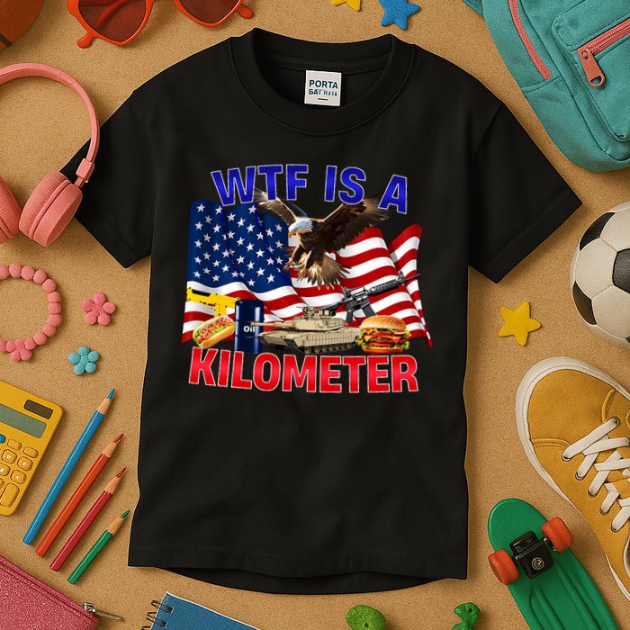 The Bald Eagle American Flag Wtf Is A Kilometer Kids T-Shirt